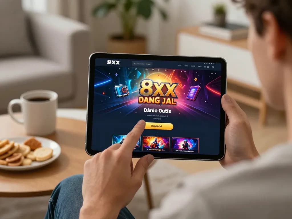 Engaging in the 8xx đăng nhập process on a tablet, showcasing an inviting online casino setup