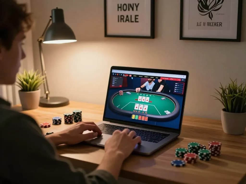 Engaging gameplay on a Sunwin casino platform, with a player strategizing poker hands online.
