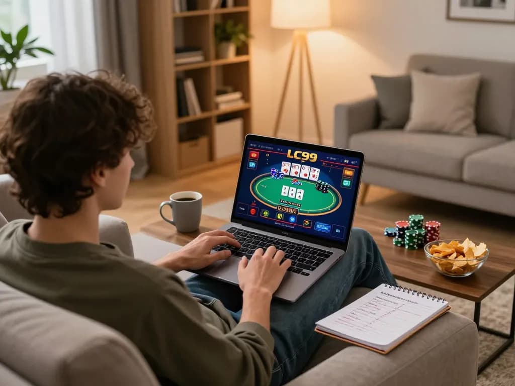 Engaging gameplay on LC99 online platform during a home gaming session.