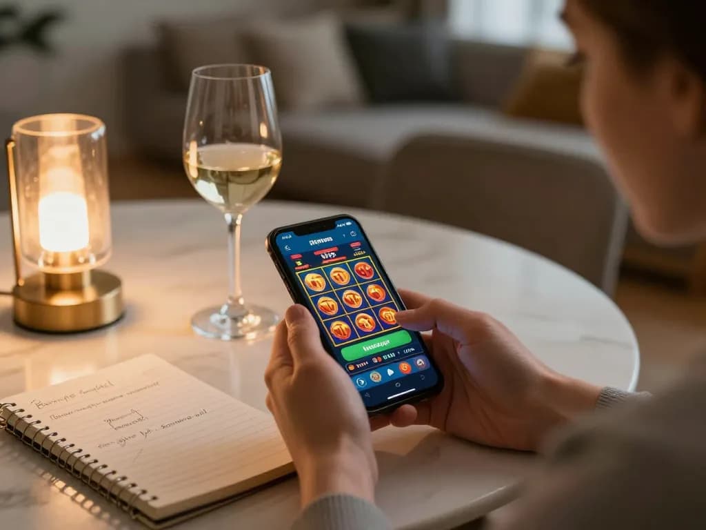 Person playing on sites not on gamstop while enjoying evening relaxation at home.