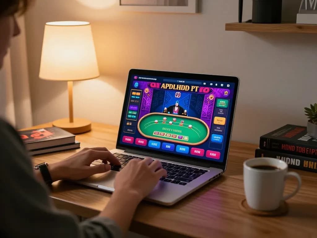 Player engaging in online blackjack at home, showcasing interaction with u888 casino app