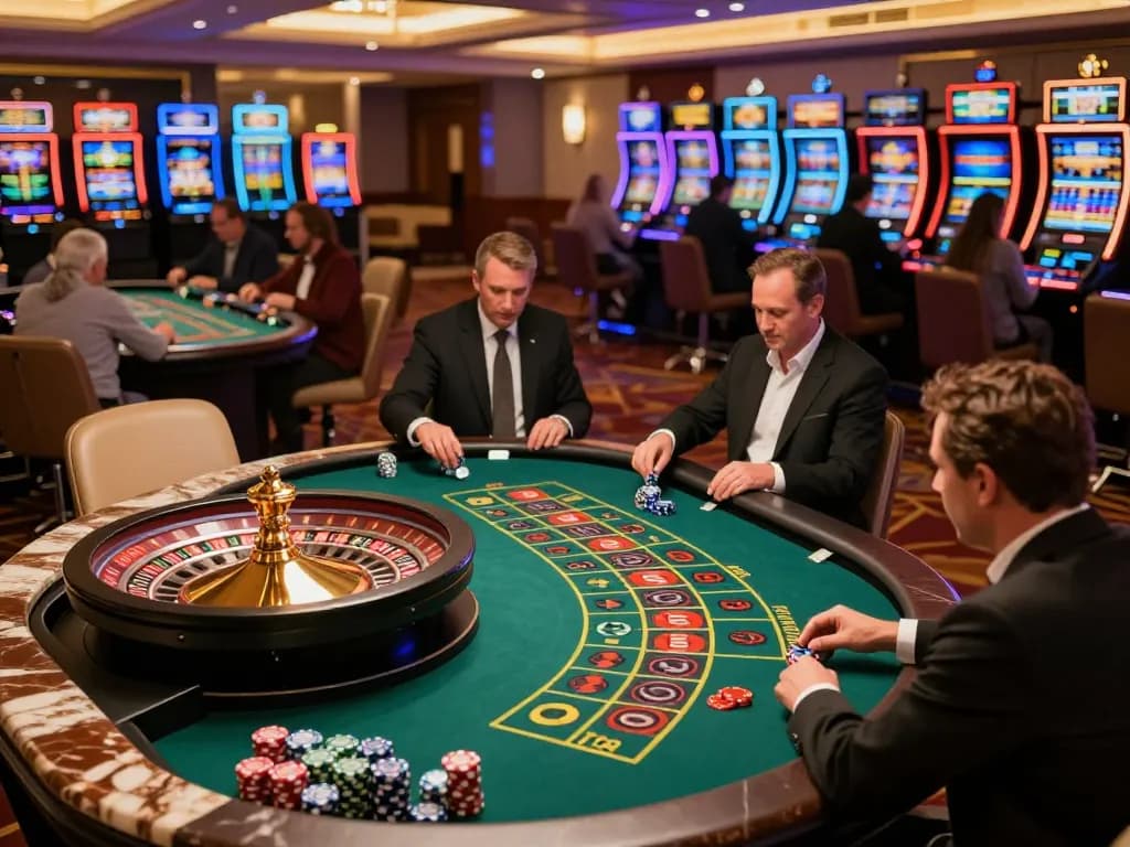 Experience the excitement of vin88 roulette, players engaged in thrilling bets at a lively casino.