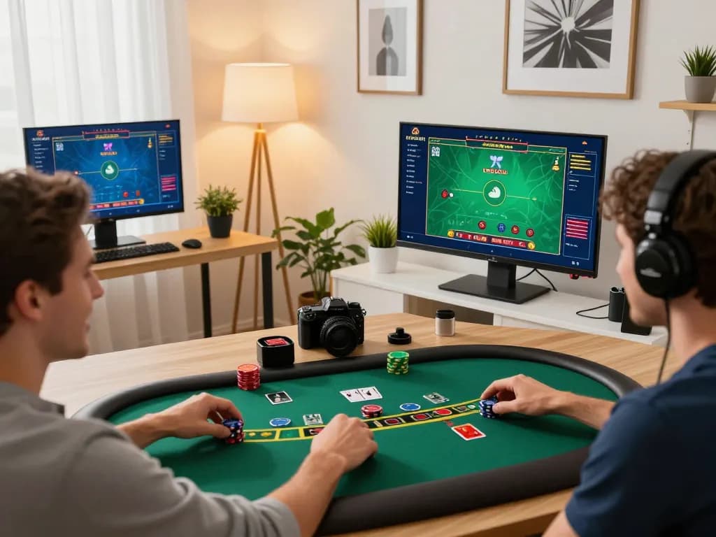 Person enjoying online blackjack on a tablet, showcasing the debet interface and strategic gameplay.
