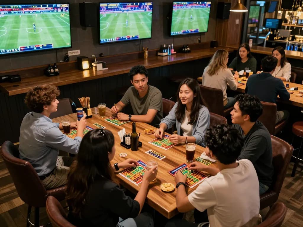 People engaging in sports betting while enjoying camaraderie at RR88 SELECT.