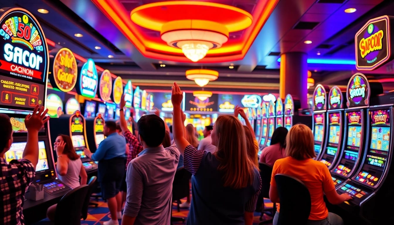 Menang di mesin slot gacor dengan suasana meriah dan keceriaan di kasino