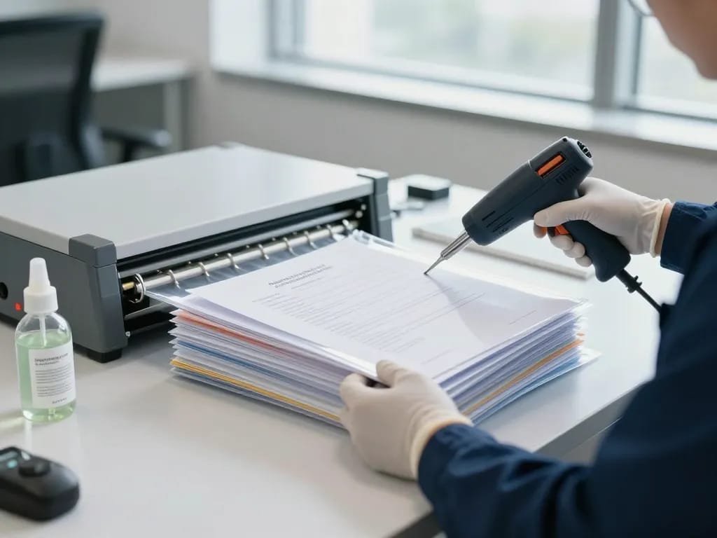 Cách bóc giấy ép plastic không rách giấy during professional document recovery process with expert technician.
