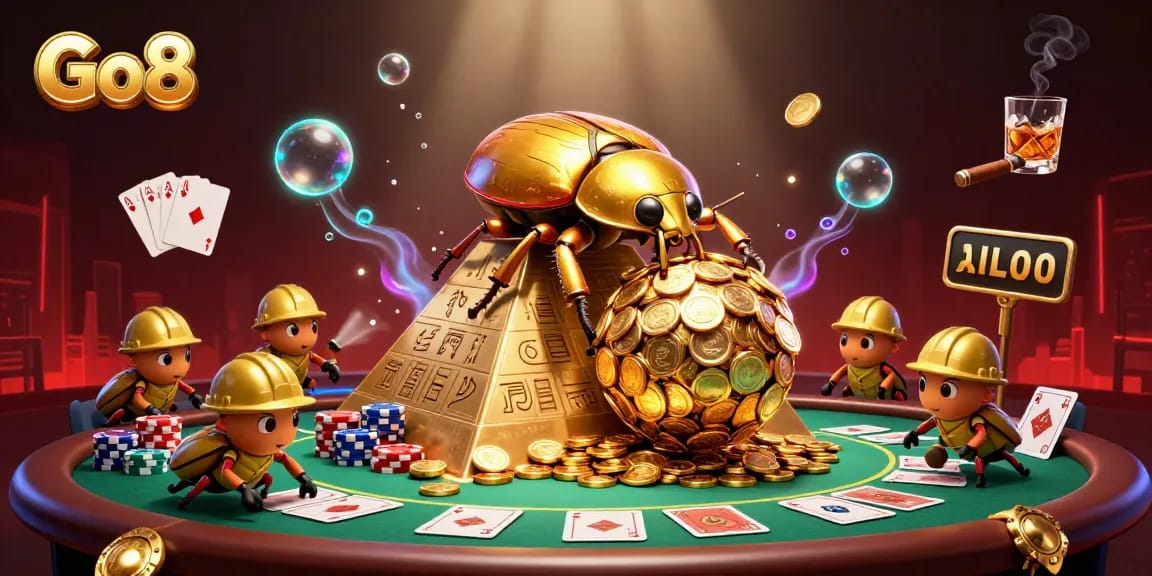 Engage in dynamic gameplay at Go8, featuring vibrant casino elements and camaraderie.