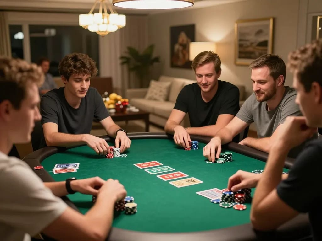 Players enjoying intense gameplay during a 888vnd poker night, showcasing strategic decisions and competitive atmosphere