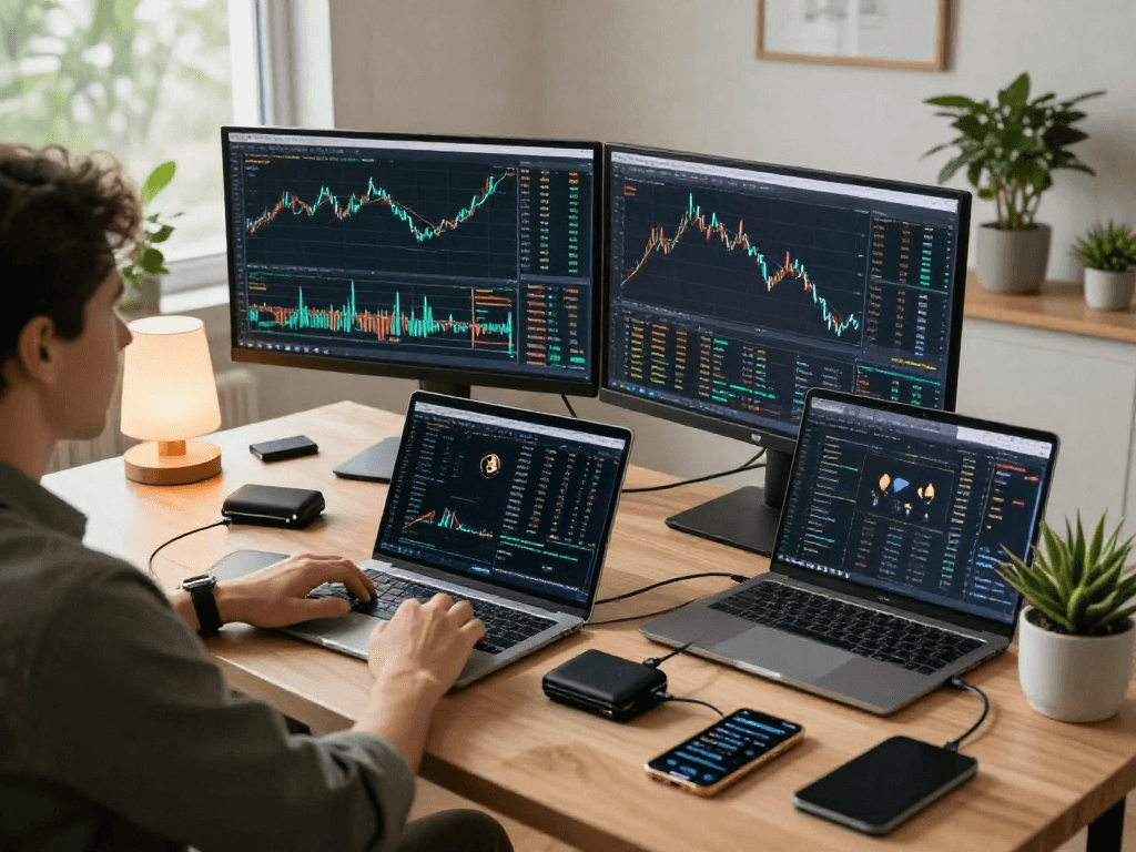 MetaTrader 5 官网的多资产交易界面与数字钱包，展示加密货币市场分析和交易策略