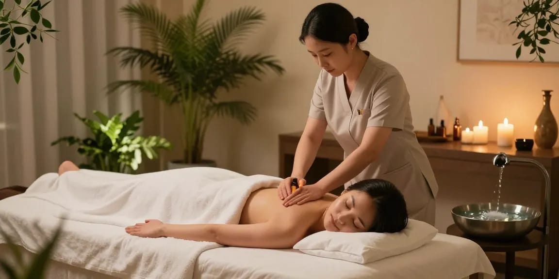 Relaxing 서울출장안마 session at a luxury spa with soothing ambiance and professional therapist