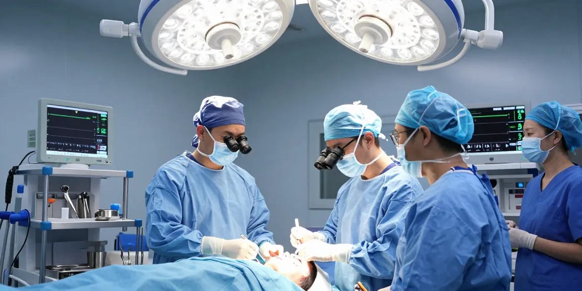 Brain surgery process by skilled surgeons, showcasing advanced techniques and medical equipment during a beyin ameliyatı in a surgical room.