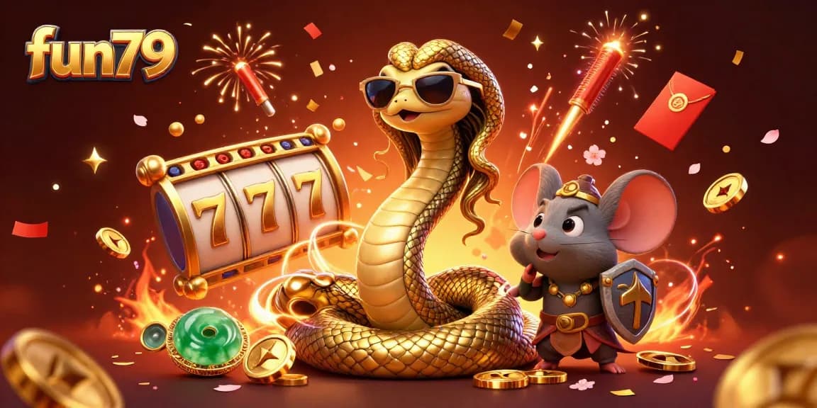 Experience winning thrills at fun79 with friendly Medusa and mouse in a vibrant casino scene.