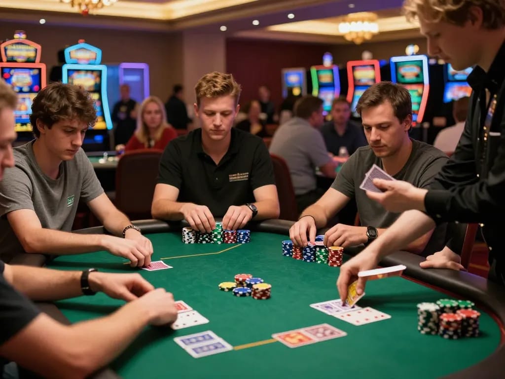 Players engaged in thrilling poker action at Dominobet, showcasing strategic gameplay and excitement