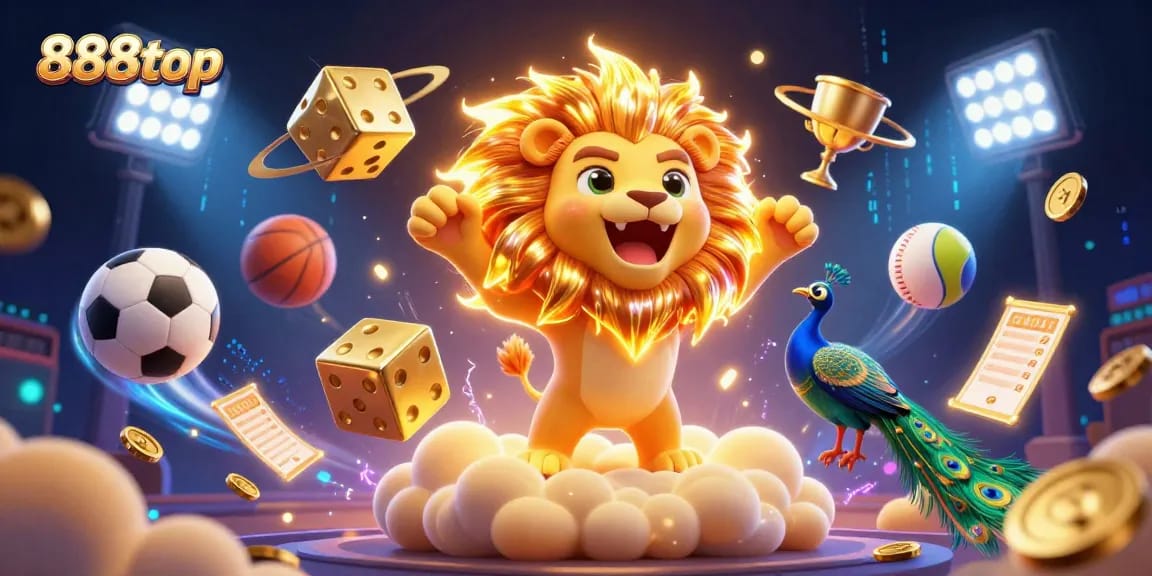 Engage with 888top’s thrilling gaming atmosphere, featuring vibrant characters and dynamic sports elements in a spectacular casino scene.
