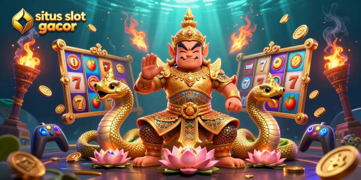 Experience the vibrant world of situs slot gacor with dynamic characters, slot reels, and gaming elements.