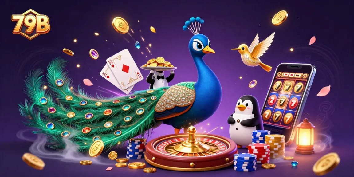 Experience exciting games at 79B, with charming characters and a vibrant casino atmosphere.