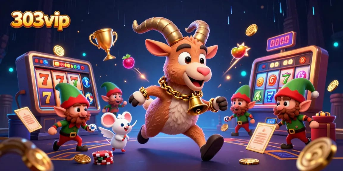 Experience the excitement of gaming with 303vip's festive casino atmosphere filled with dynamic slots and joyful chaos.