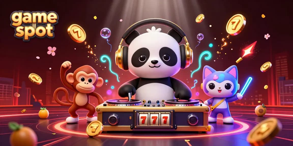 Spin exciting game slot reels with a DJ panda, breakdancing monkey, and glow-stick kitten.