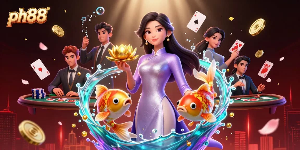 Experience winning with ph88 poker cards and vibrant game elements in a dynamic casino setting.