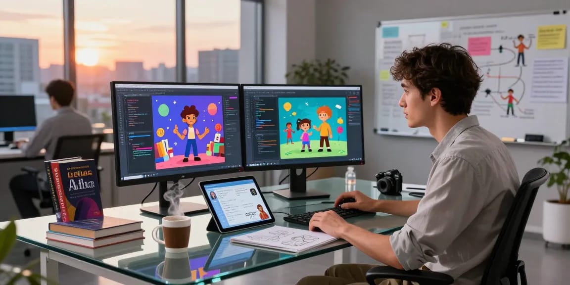 Dynamic workspace showcasing innovative character AI nsfw development with interactive interfaces and creative elements.