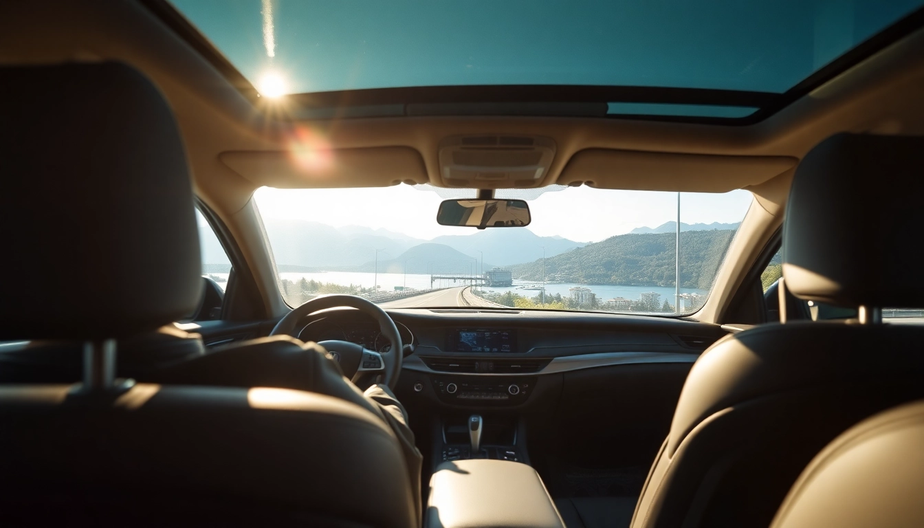 Experience the best vancouver to seattle car service with a luxurious sedan on a beautiful highway.