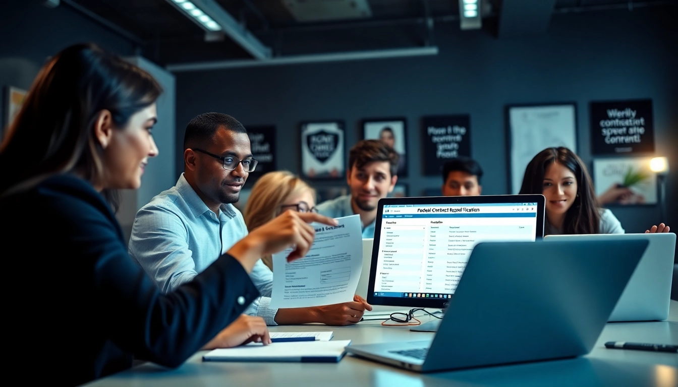 Engaged professionals handling registration and certification in Federal databases for federal contracts.
