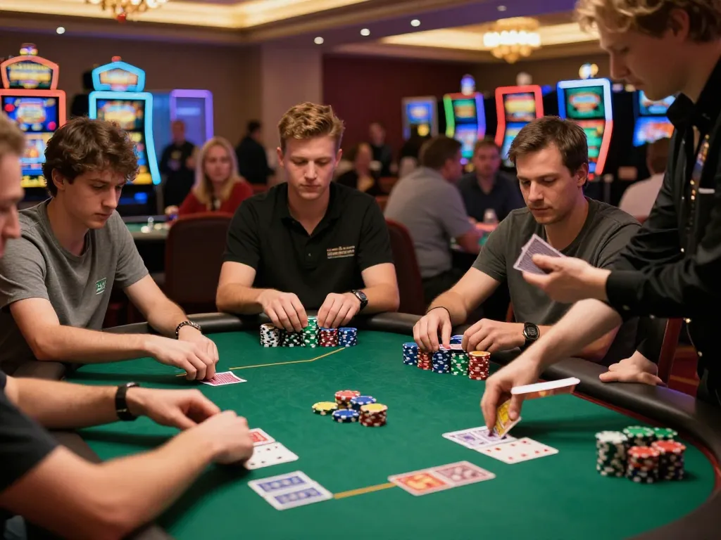 Players engaged in thrilling poker action at Dominobet, showcasing strategic gameplay and excitement