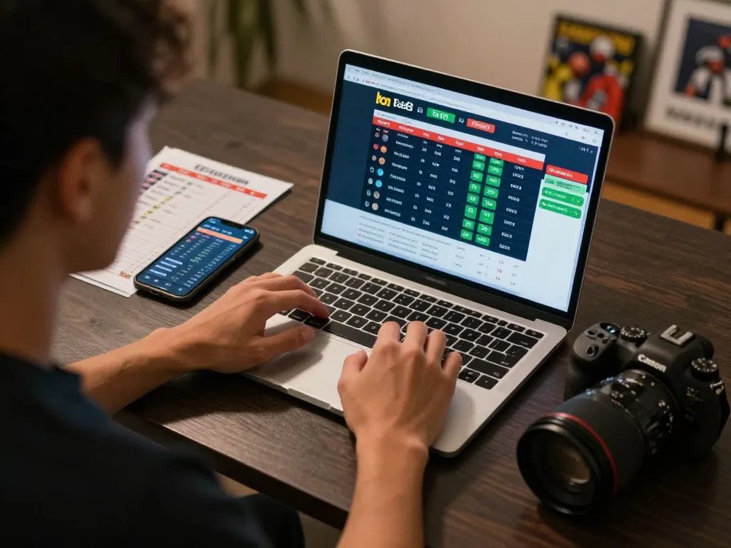 Placing strategic bets on ta88 sports betting platform amidst a modern gaming setup.