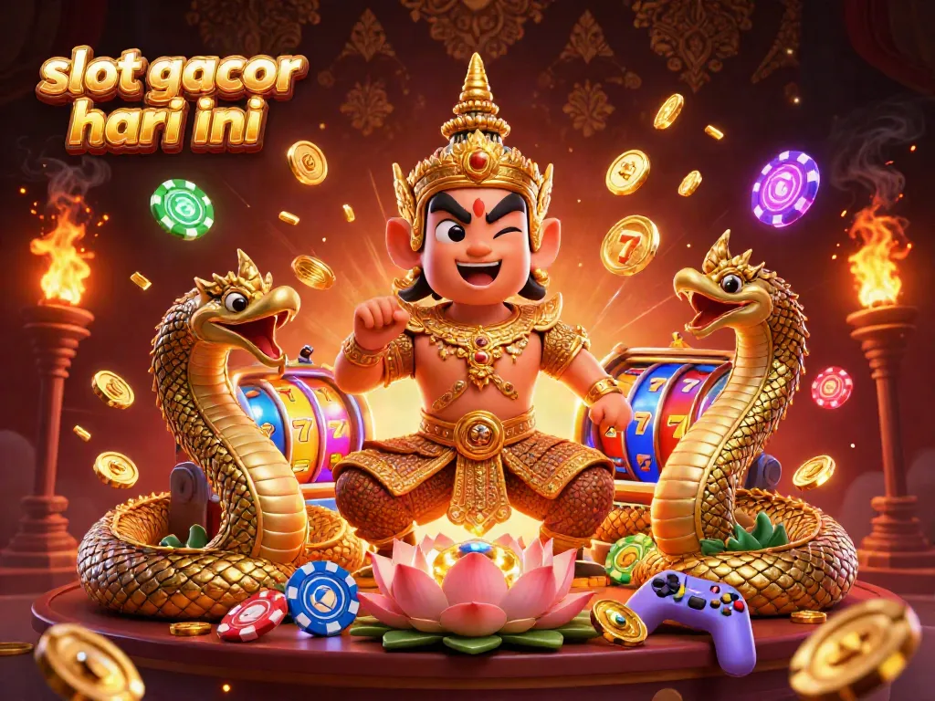 Menangkan hadiah dalam slot gacor hari ini dengan karakter yaksha dan simbol slot berkilau.