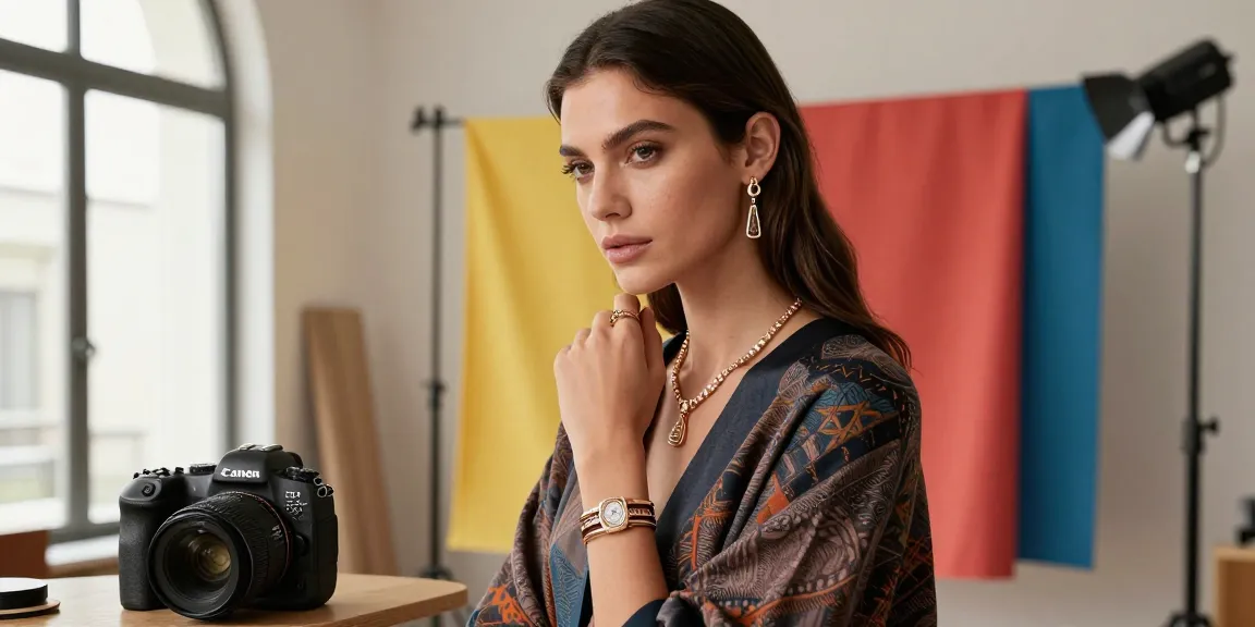 Ritratto Fotografico in uno studio di moda a Milano, modello con gioielli eleganti.