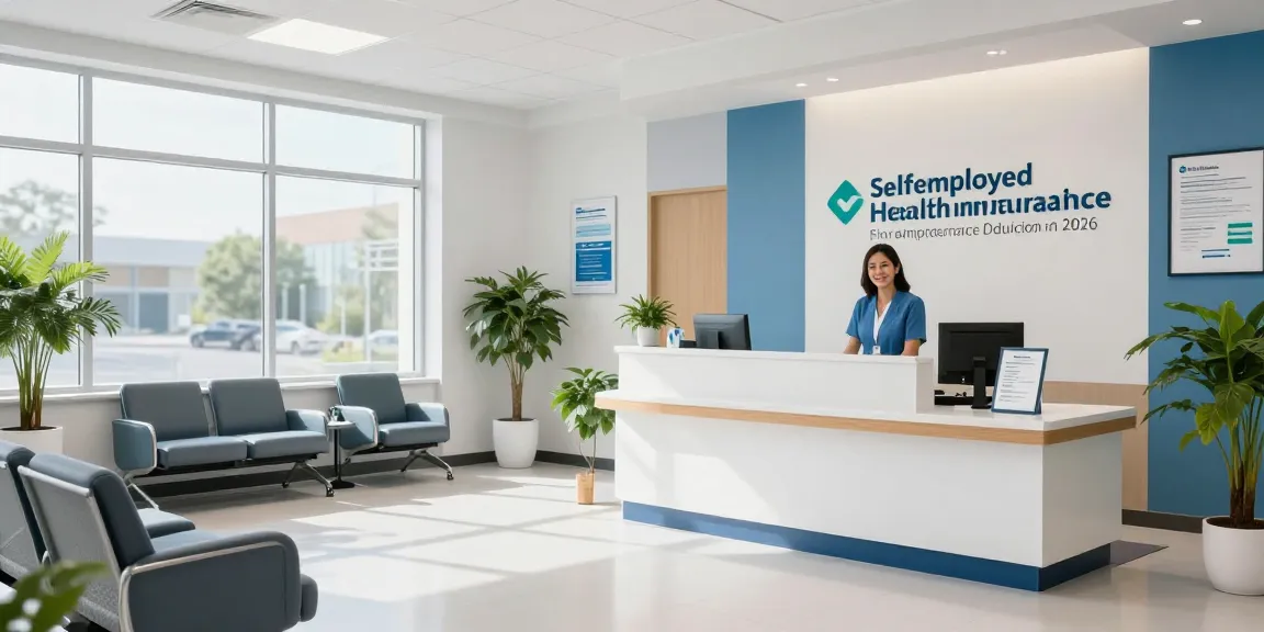 Understanding the self-employed health insurance deduction in a welcoming healthcare clinic setting, showcasing patient care, insurance guidance, and medical services.