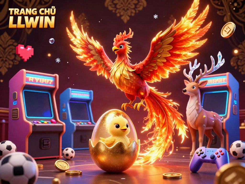Engage with TRANG CHỦ LLWIN's vibrant 3D casino scene featuring dynamic gambling elements and characters.