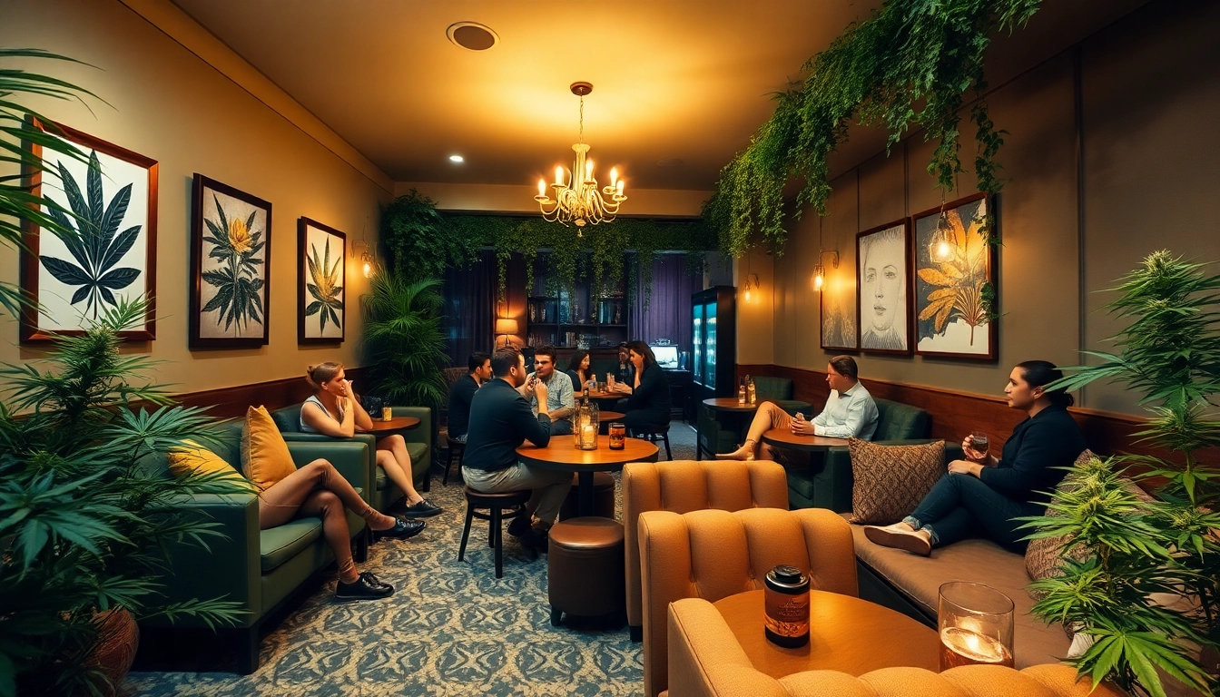 Enjoy an inviting atmosphere at The Corner Cannabis Club Madrid: with comfortable seating and lush greenery.