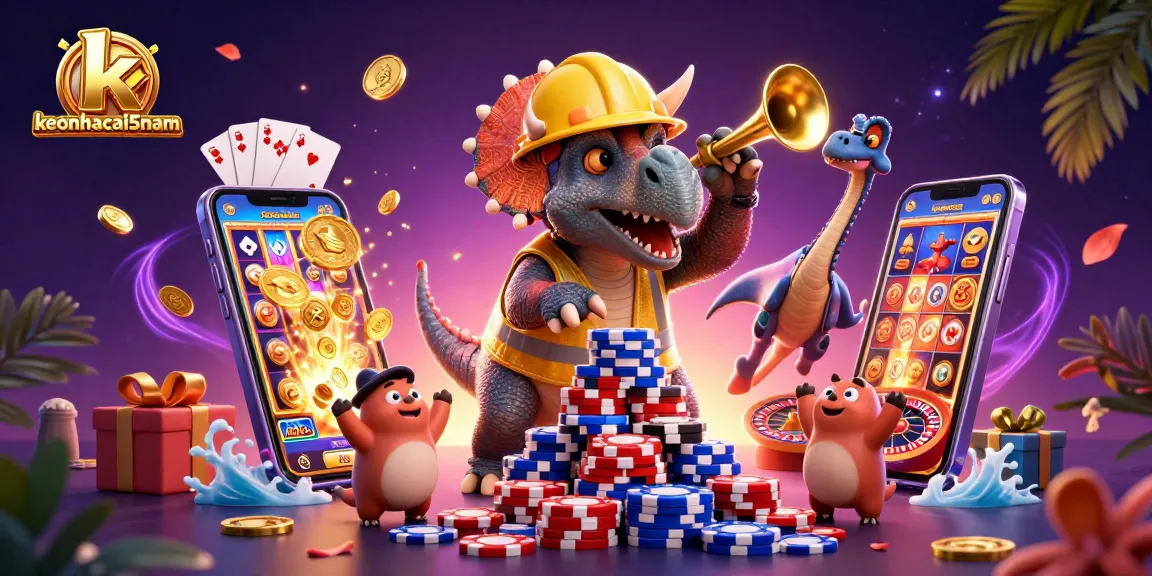 Celebrate gameplay with keonhacai5nam as a triceratops builds poker chip towers.