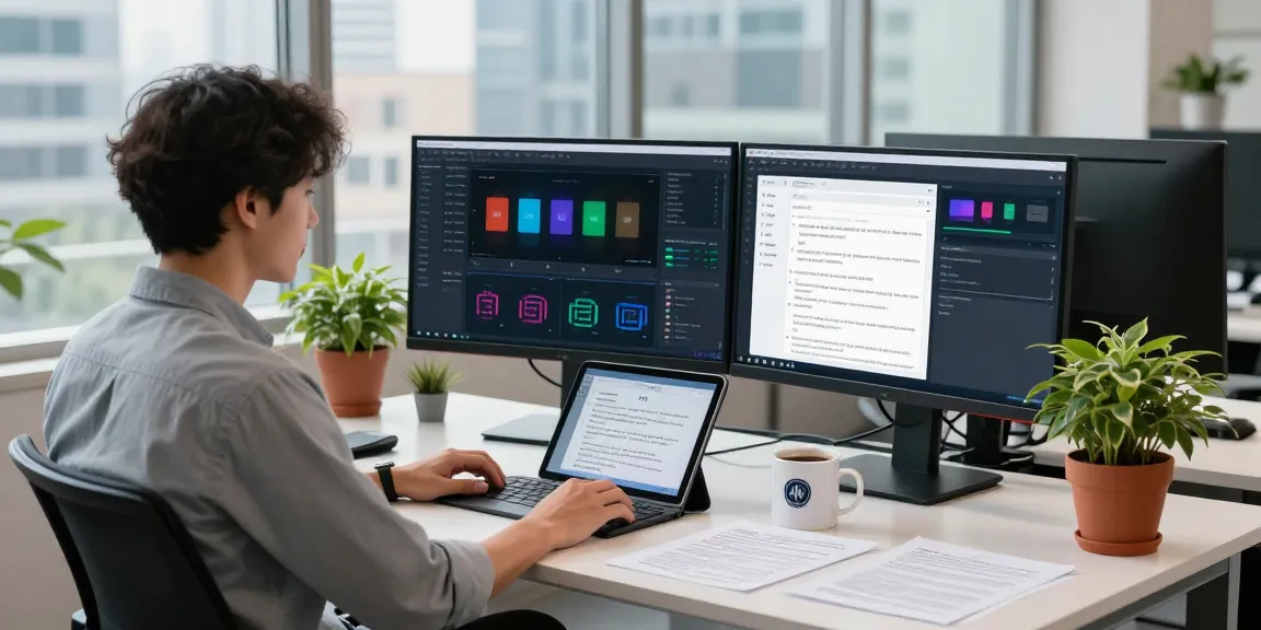 Data analyst using AI technology to detect AI images in a modern workspace