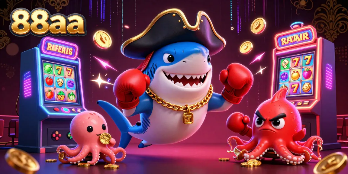 Experience the thrilling adventure of 88aa with cartoon characters in a vibrant casino setting.