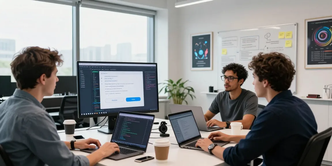 Team discussing features of Telegram官网 in a modern office environment