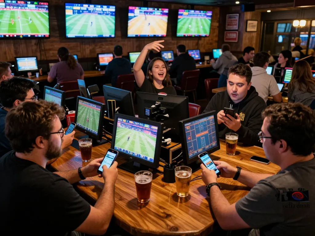Engaging sports betting experience at TG88 with fans actively using mobile apps to place bets.