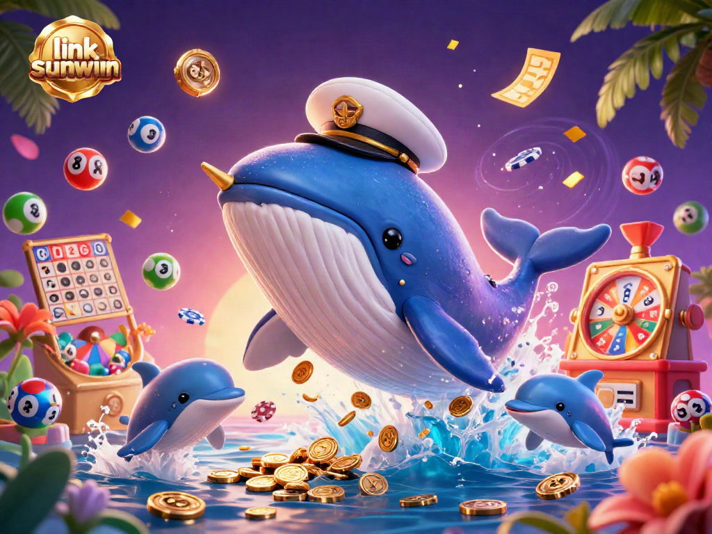 Experience thrilling wins with link sunwin amid colorful casino elements and playful marine characters.