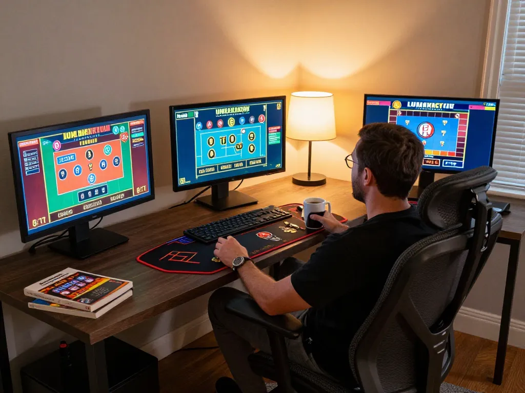 Engaging in responsible online gaming at home with Onbet on multiple screens.
