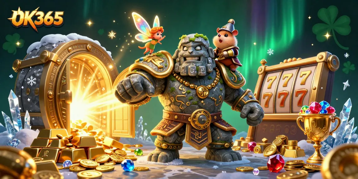 Engage in exciting gaming adventures at OK365 with our vibrant 3D casino illustration showcasing rich rewards and thrilling gameplay.