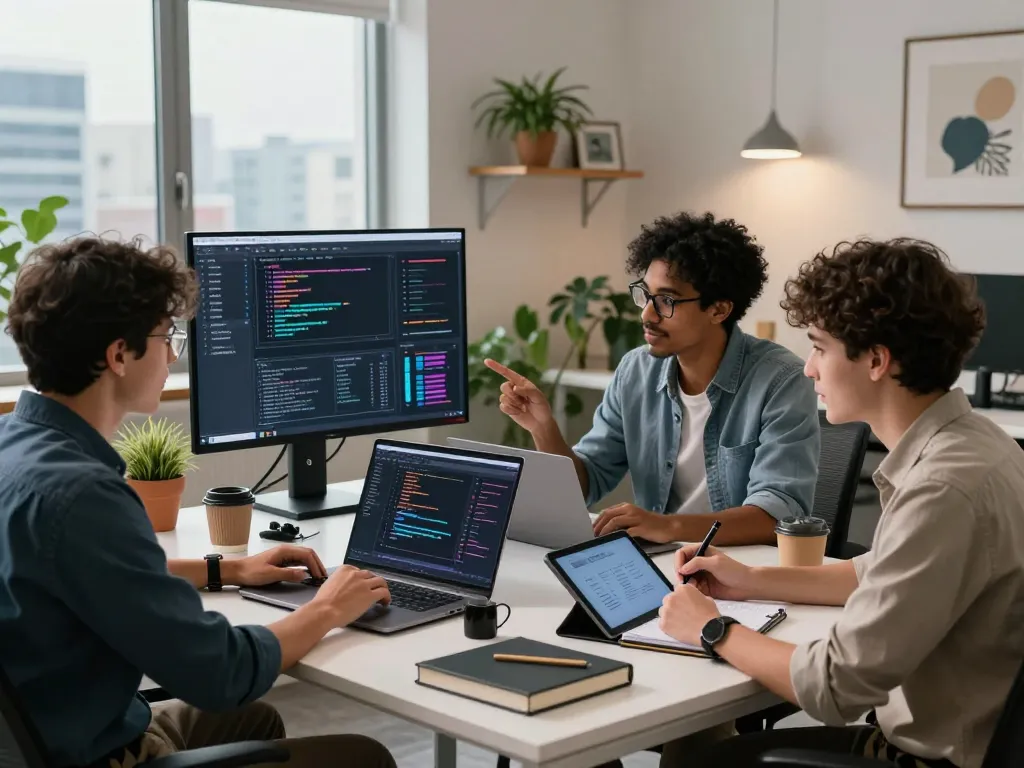 AI Tools Replacing Entry jobs showcased in a modern office with diverse professionals collaborating on data analysis.