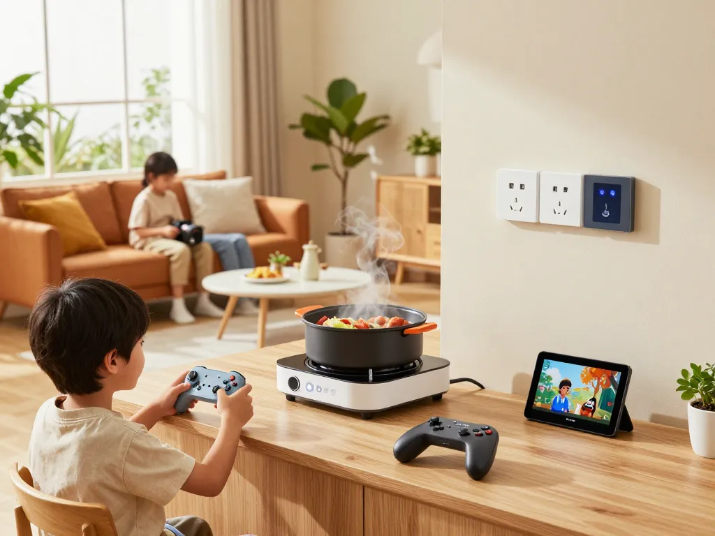 Tech gadgets for home showcased in a modern living space with family activities.