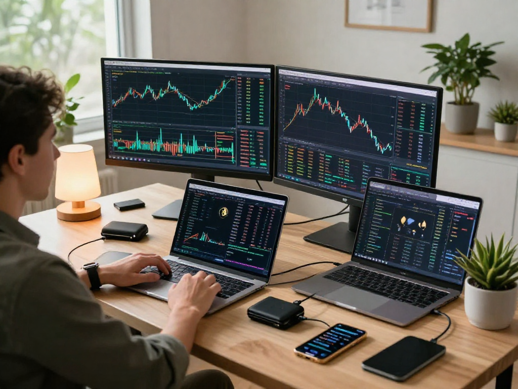 MetaTrader 5 官网的多资产交易界面与数字钱包,展示加密货币市场分析和交易策略