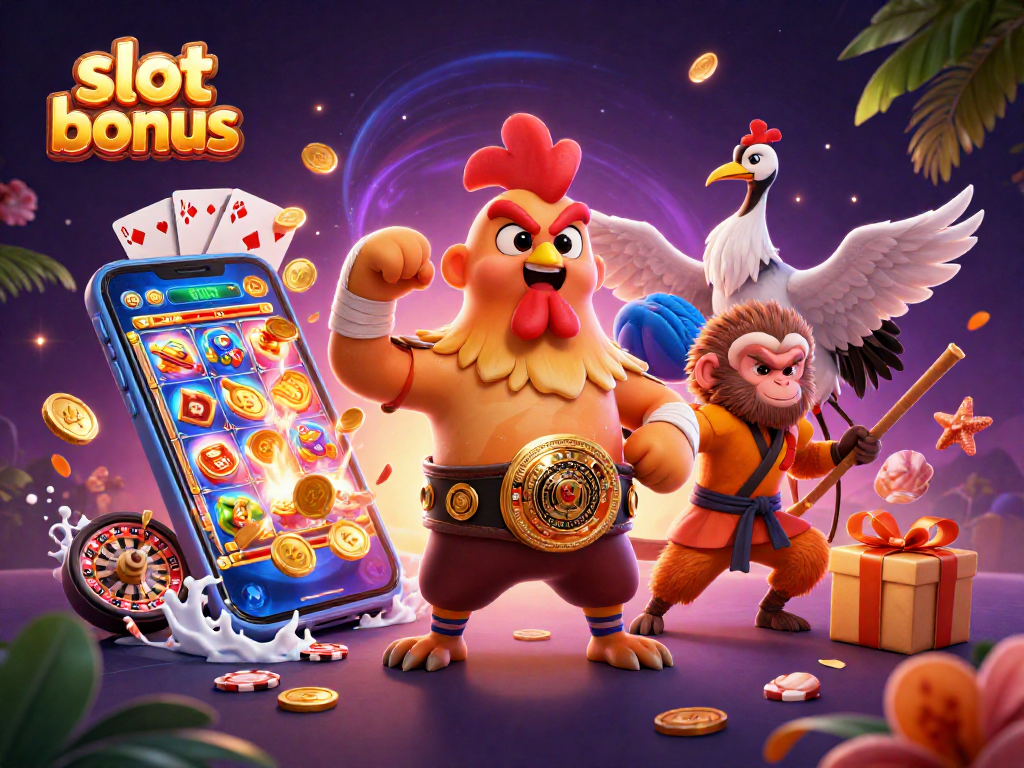 Experience the thrill of the slot bonus with vibrant 3D characters and casino elements!
