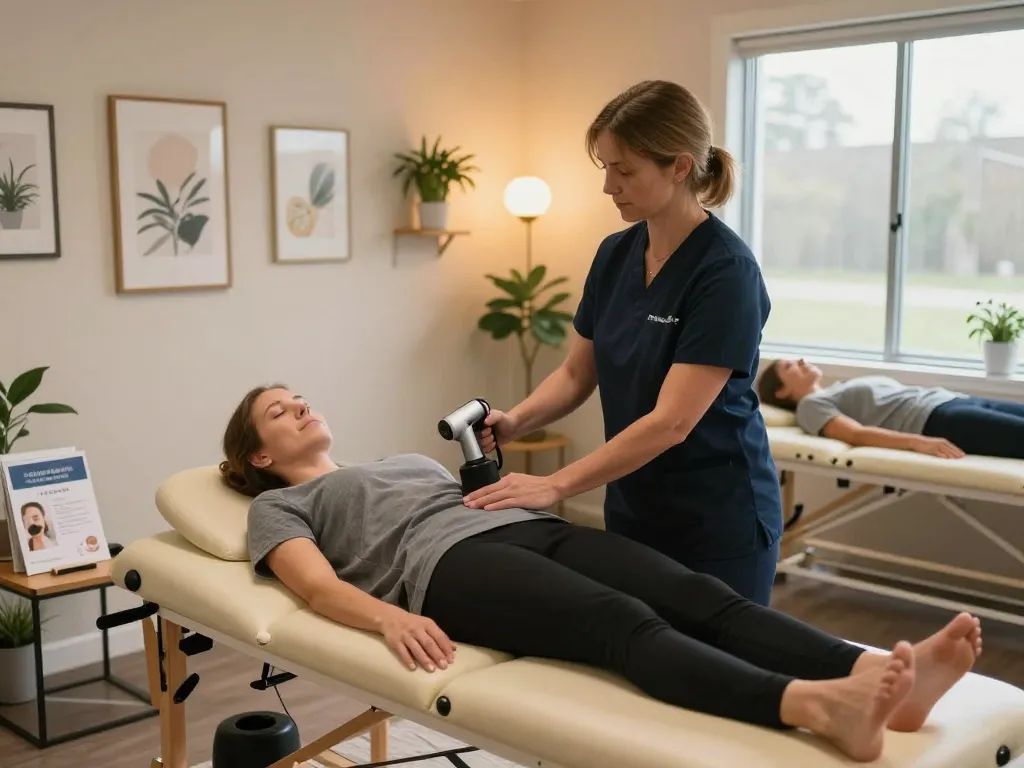 Brain-based chiropractic care at SynapticDC showing Dr. Andrea Smith helping a patient with gentle adjustments for improved health.
