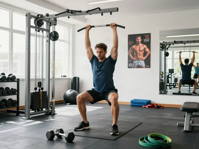 Swiss Chems fitness enthusiast showcasing premium training equipment in a vibrant gym.