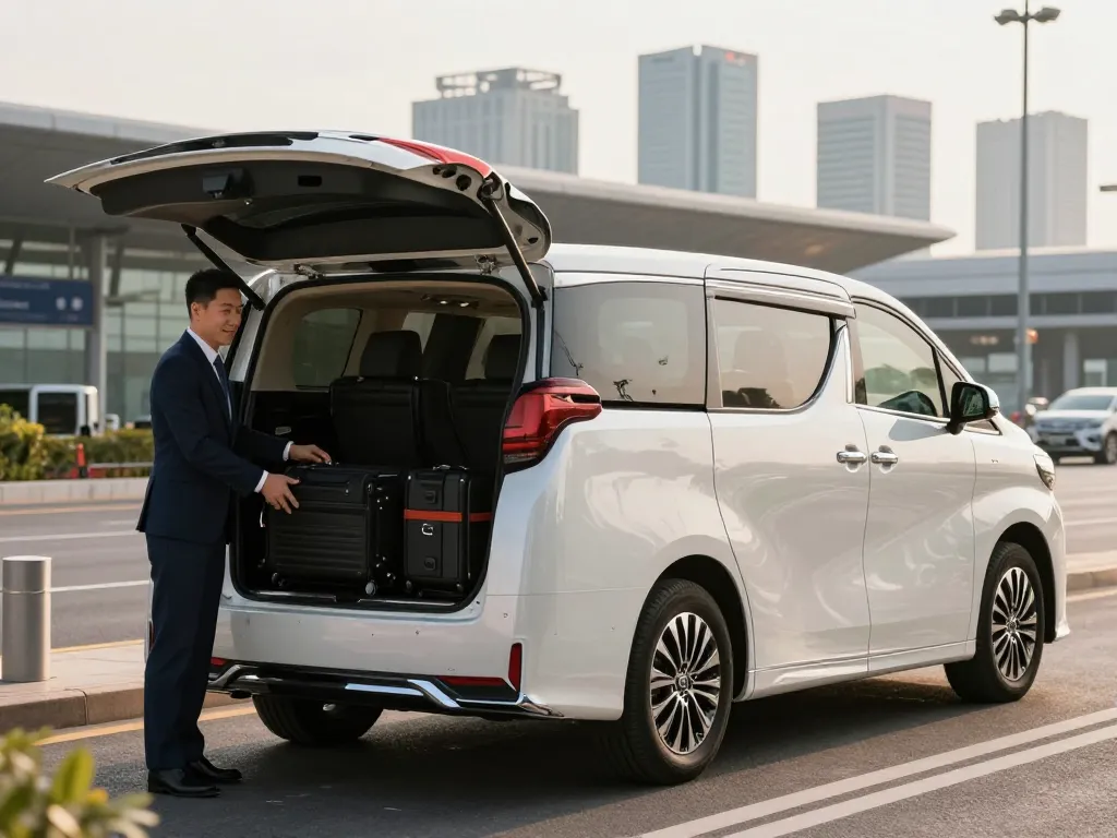 LuxCar Việt giới thiệu cho thuê xe Alphard với tài xế chuyên nghiệp tại nhà ga sân bay.