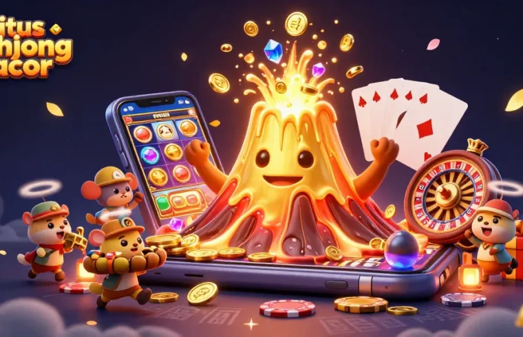Play the exciting situs mahjong gacor game with a captivating golden volcano and treasure